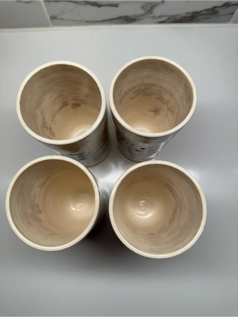 Vintage Mid Century Modern Signed Garcia Studio Pottery Tumblers Cups - Set of 4